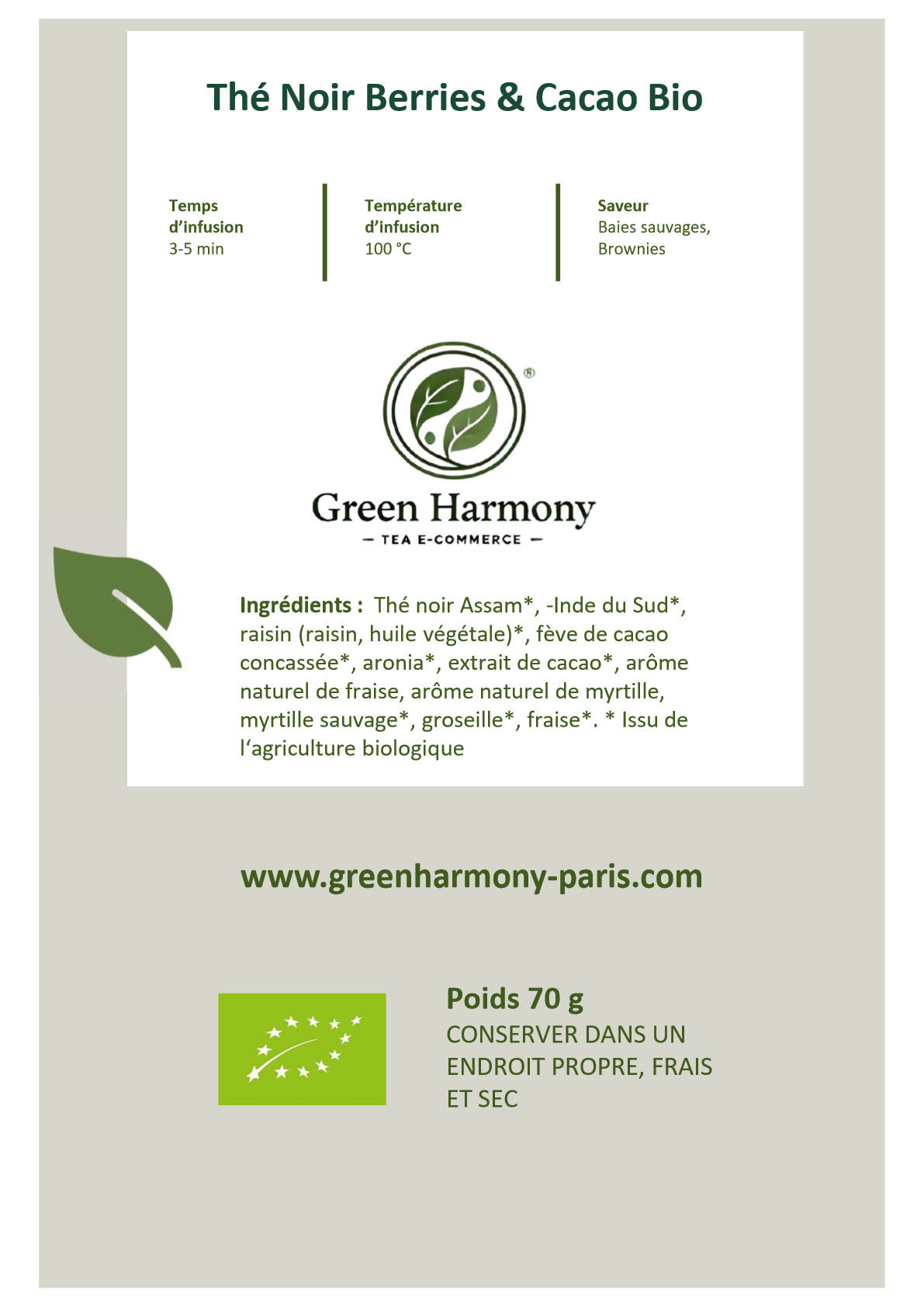 Thé Noir Berries & Cacao Bio